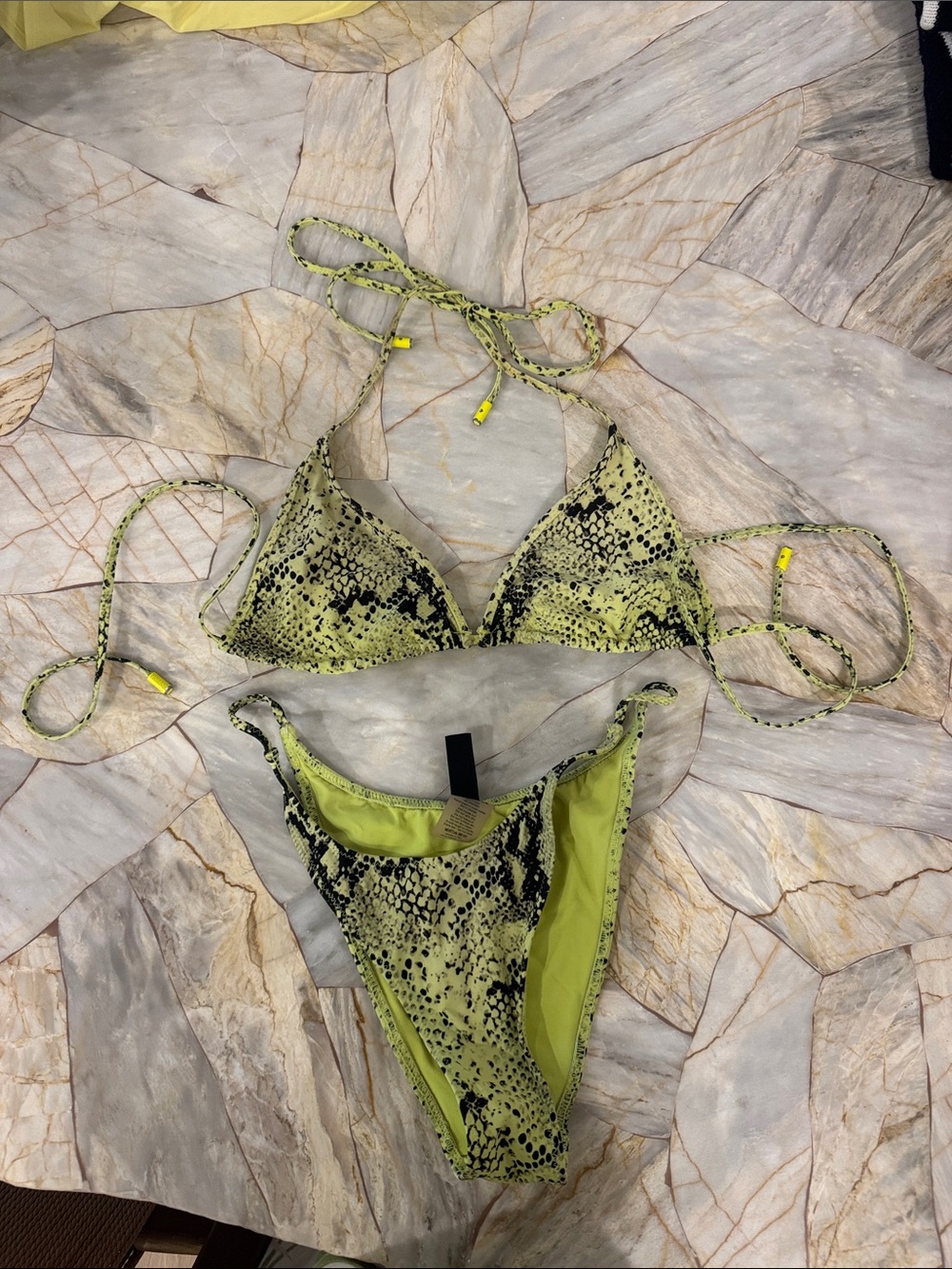 triangl swimwear Neon Lime Snake Print Triangle Bikini